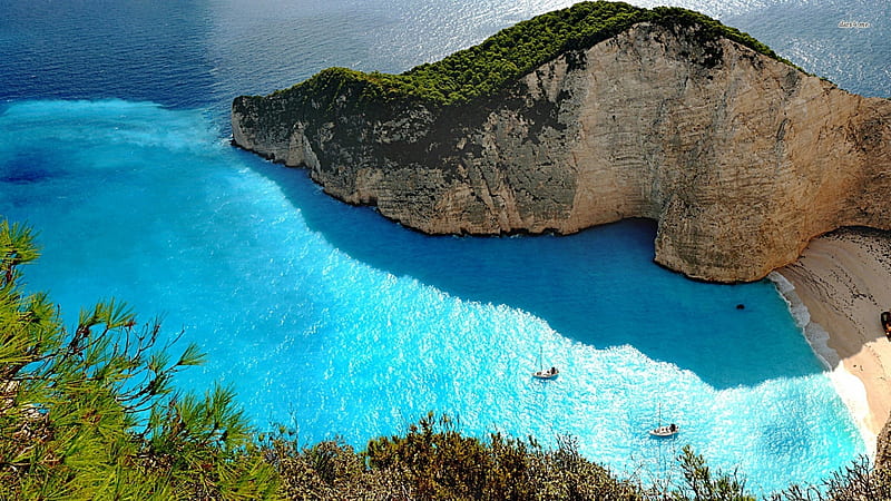 zakynthos greece, beach, greece, cliff, zakynthos, HD wallpaper