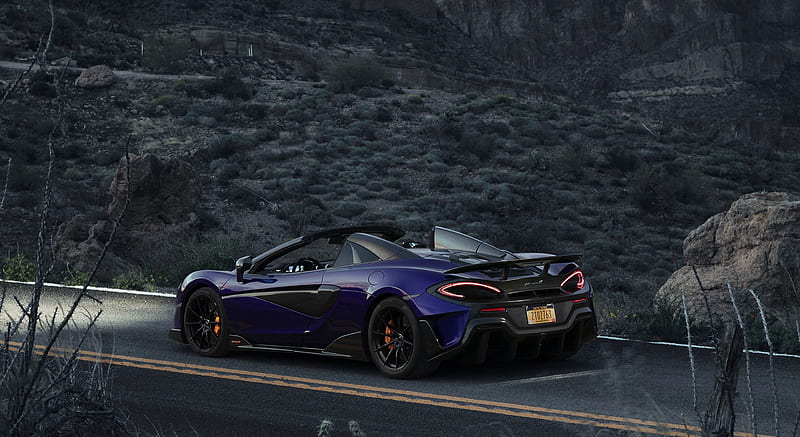 2020 McLaren 600LT Spider (Color: Lantana Purple) - Rear Three-Quarter , car, HD wallpaper