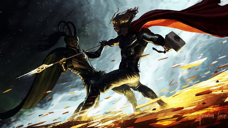 Loki Vs. Thor, marvel, loki, thor, asgard, HD wallpaper