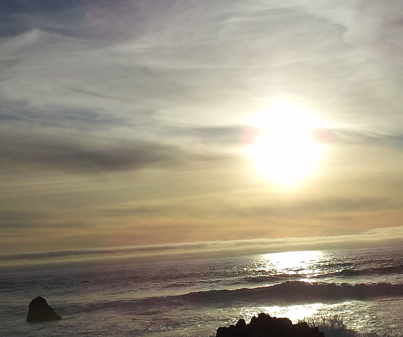 Sun Over Pacific, bonito, horizon, ocean, sun, sunrays, HD wallpaper