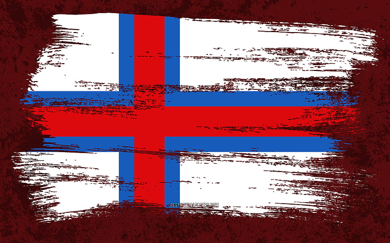 Flag of Faroe Islands, grunge flags, European countries, national symbols, brush stroke, Faroe Islands flag, grunge art, Europe, Faroe Islands, HD wallpaper