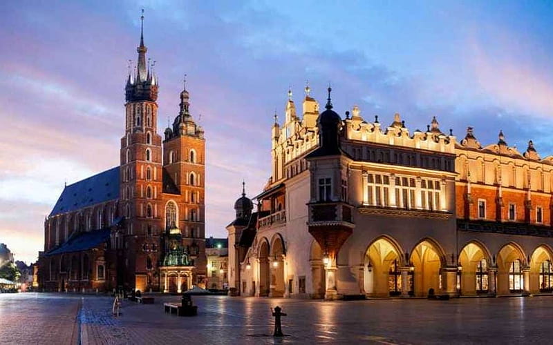 Marketplace in Krakow, Poland, Krakow, church, square, market, Poland, HD wallpaper