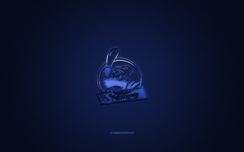Yakult Swallows, Japanese baseball club, blue logo, NPB, blue carbon fiber background, Nippon Professional Baseball, baseball, Tokyo, japan, Yakult Swallows logo, HD wallpaper