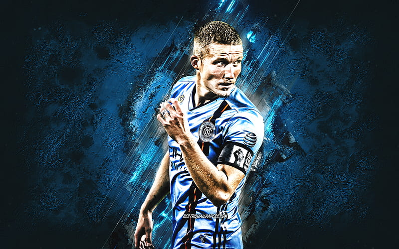 Alexander Ring, New York City FC, finnish footballer, midfielder, portrait, MLS, blue stone background, HD wallpaper