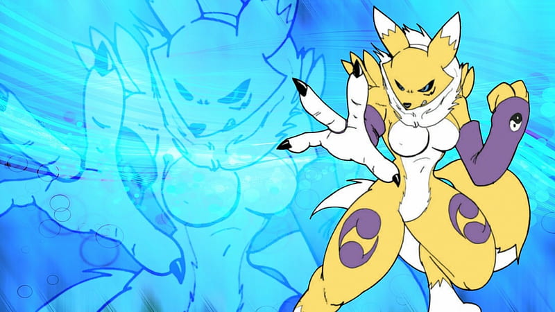Fight, Renamon!, TV Series, Anime, Digimon, Anthro, Digimon Tamers, Female, Renamon, Furry, HD wallpaper