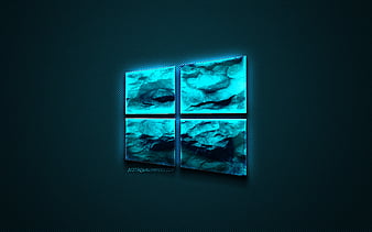 Windows 10 blue logo, creative blue art, Windows 10 emblem, dark blue background, Windows, logo, brands, HD wallpaper