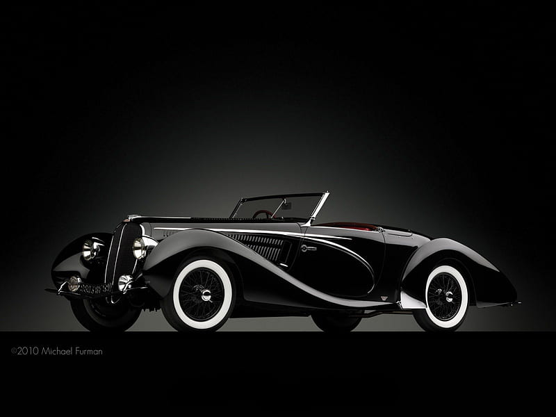 1938 Delahaye Competition Cabriolet, black, bonito, old, elegant, competition, cabriolet, antique, falaschi, car, delahaye, figoni, 38, classic, vintage, 1938, HD wallpaper