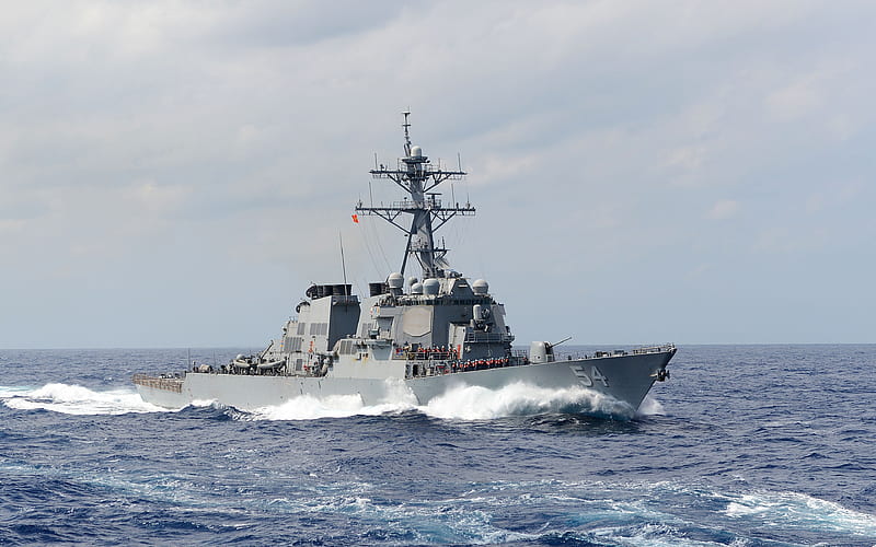 USS Arleigh Burke DDG-51, sea, US Navy, destroyer, NATO, warship, HD wallpaper