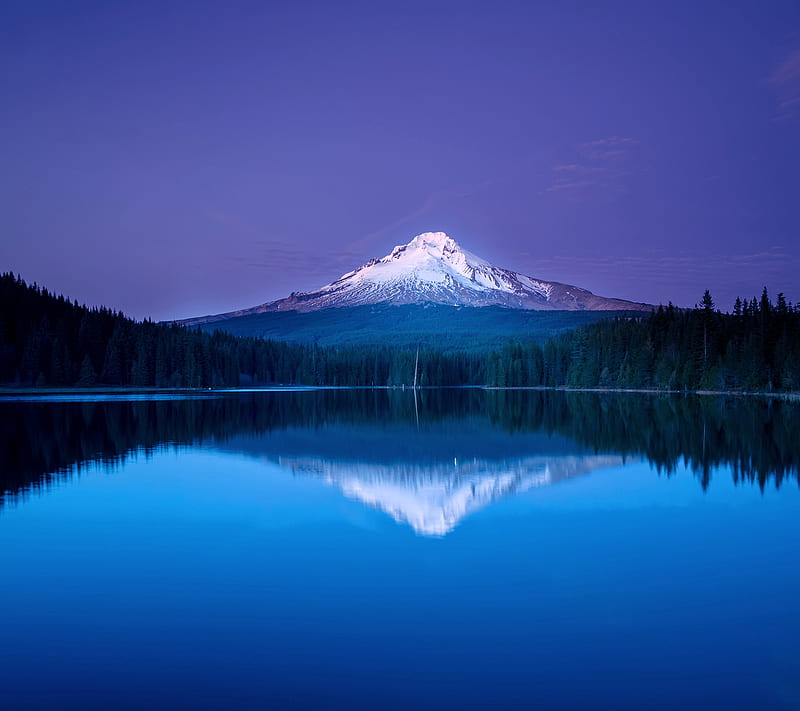 Mountain, blue, lake, landscape, reflection, HD wallpaper