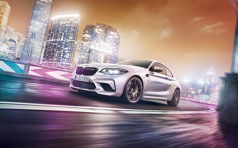 BMW M2, motion blur, F87, 2020 cars, white m2, german cars, road, BMW, HD wallpaper