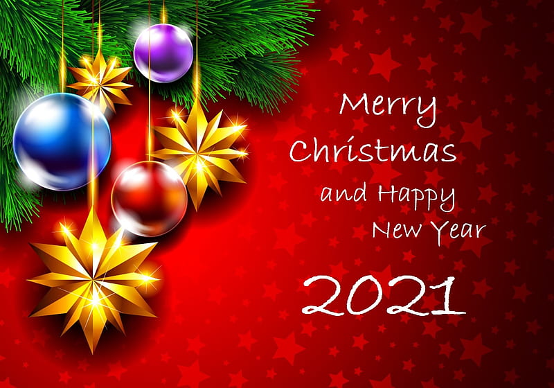 Happy New Year Merry Christmas 2021 Greeting, HD wallpaper