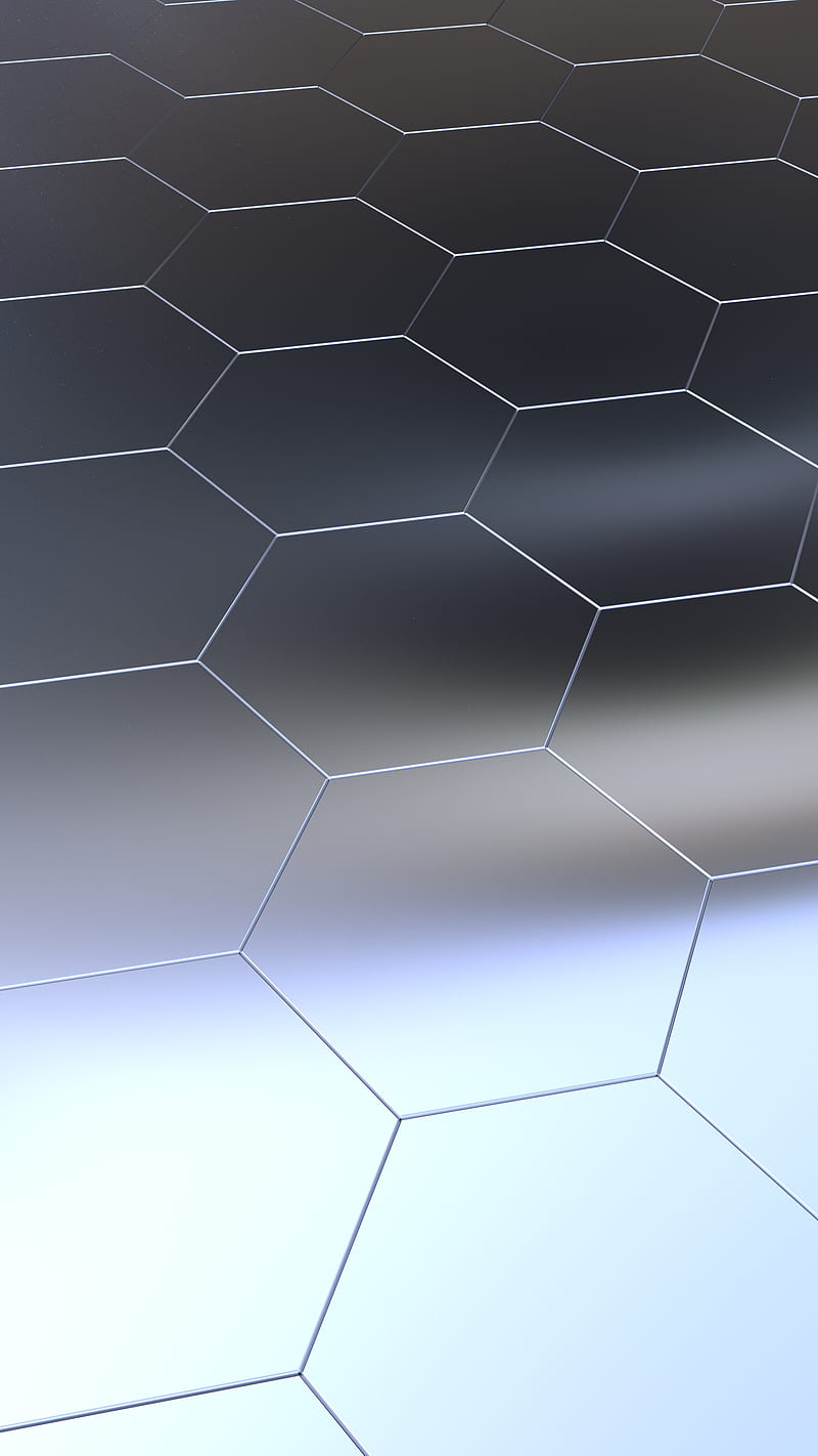 Silver Hex, Bertil, Silver, geometric, hex, hexagonal, metal, forma, HD phone wallpaper