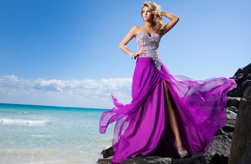 detailed elegant purple dress
