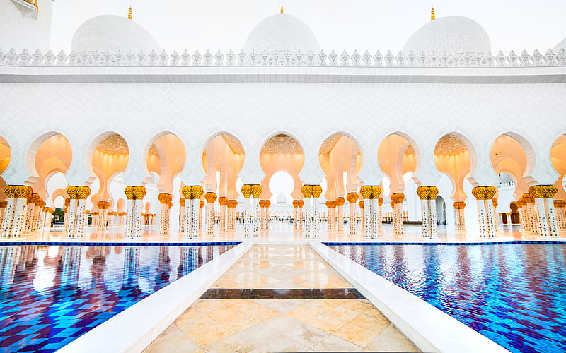 Sheikh Zayed Grand Mosque Abu Dhabi, Islamic architecture, UAE, United Arab Emirates, HD wallpaper