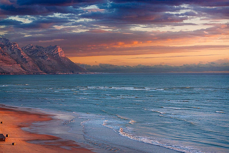 Landscape, oceans, rives, mountains, nature, bonito, sunset, HD wallpaper