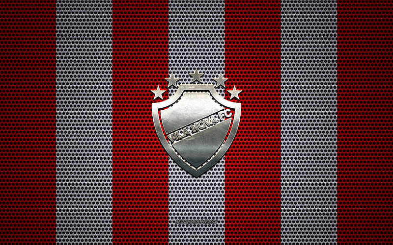 Vila Nova FC logo, Brazilian football club, metal emblem, red white metal mesh background, Vila Nova FC, Serie B, Goiania, Brazil, football, HD wallpaper