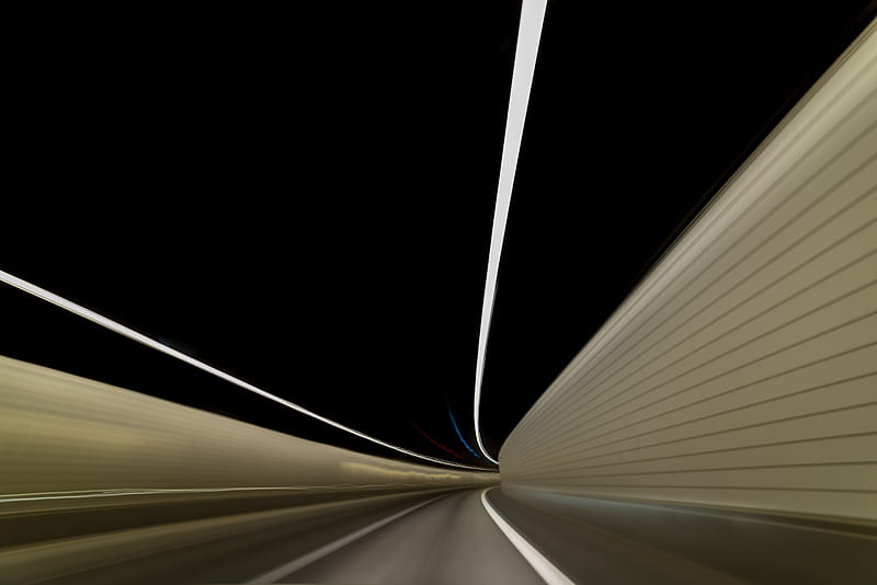 tunnel, road, turn, long exposure, blur, HD wallpaper