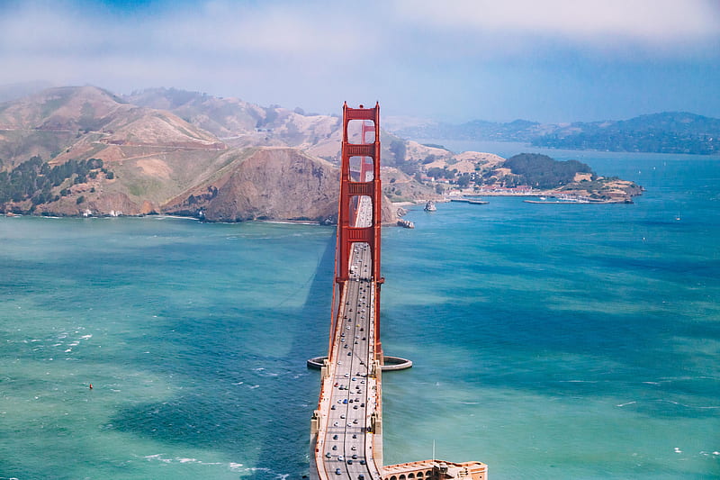 San Francisco Bridge Aerial View , san-franciso, world, city, bridge, aerial, HD wallpaper