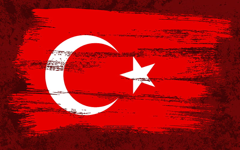 Flag of Turkeygrunge flags, European countries, national symbols, brush stroke, turk bayragi, grunge art, Turkey flag, Europe, Turkey, HD wallpaper