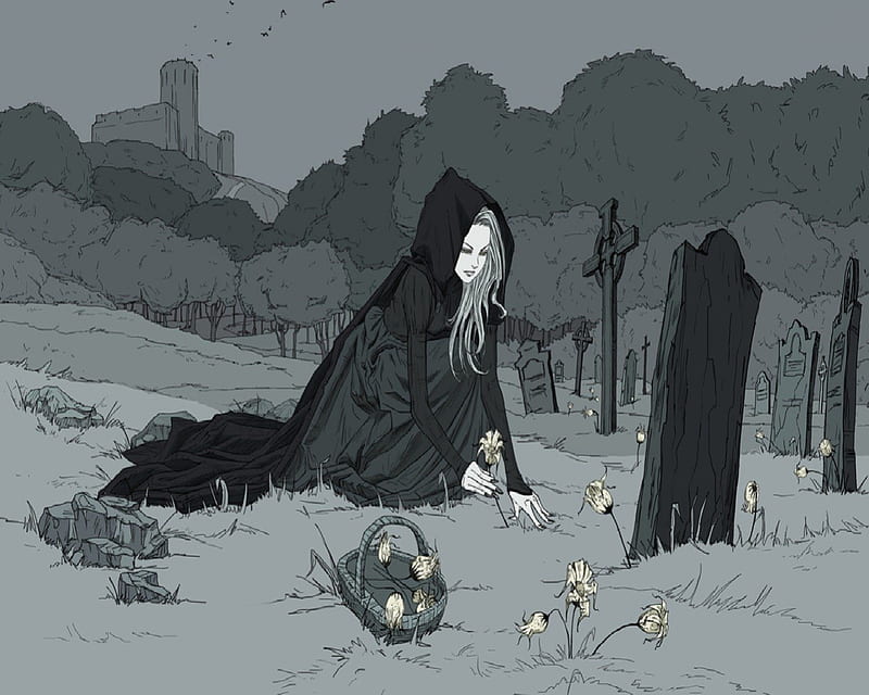 Dark Demon Fantasy Girl Graveyard Tombstone . . 1232051, Anime Graveyard HD  wallpaper | Pxfuel