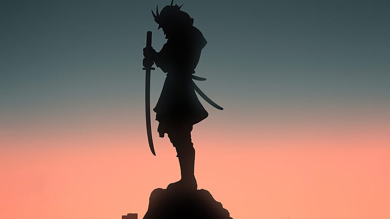 Samurai Ninja With Sword , samurai, ninja, sword, artist, artwork, digital-art, silhouette, HD wallpaper