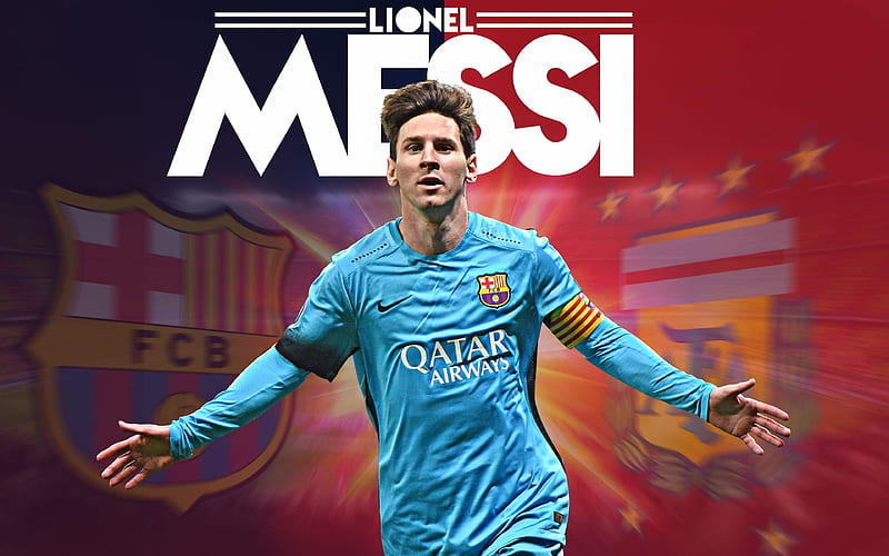 Lionel Messi, Argentinian footballer Barcelona FC, Spain, La Liga, blue T-shirt, Catalonia, HD wallpaper