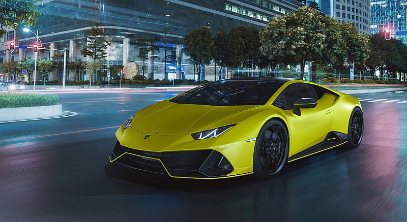 2021 Lamborghini Huracán EVO Fluo Capsule Yellow - Front Three-Quarter , car, HD wallpaper