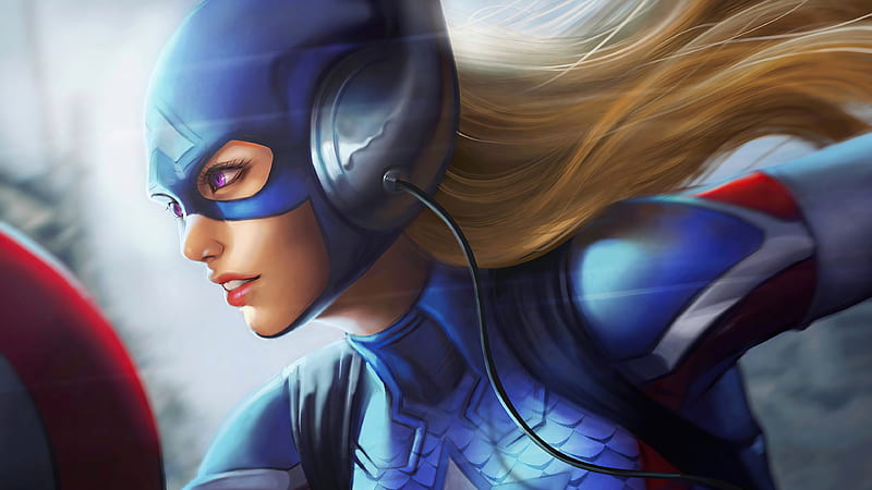 Captain America Girl , captain-america, superheroes, artwork, HD wallpaper
