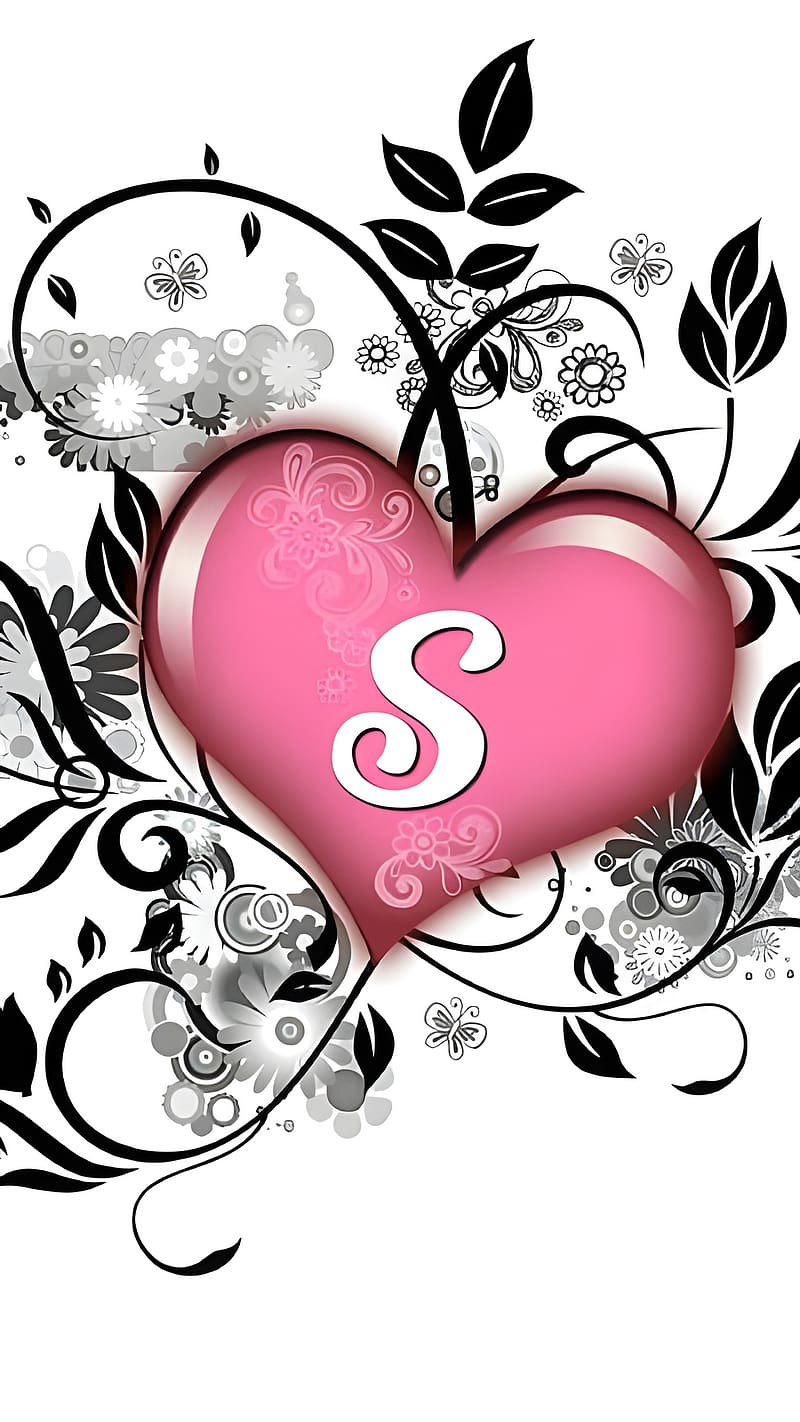 S Ke Naam Ka, s in pink heart s name wale, s in pink heart, letter ...