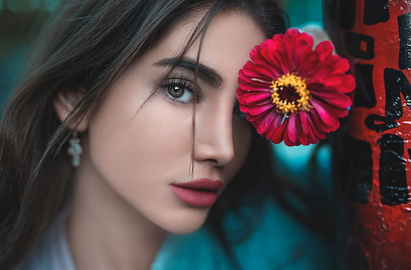 Beautiful Girl Flower Aesthetic Ultra, Girls, Flower, Girl, Style, bonito, Portrait, Woman, desenho, Human, background, Charming, Young, Face, Female, Beauty, Model, Gerbera, Fashion, Look, Pretty, Vogue, person, youth, aesthetic, HD wallpaper