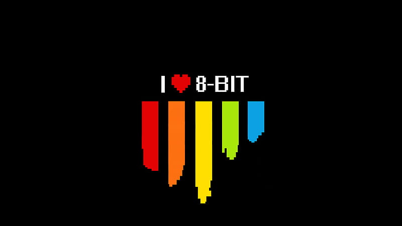 I Love 8 Bit, artist, digital-art, 8-bit, HD wallpaper