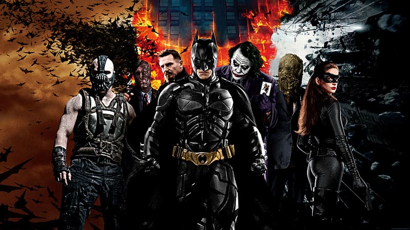 Batman, Joker, Catwoman, Movie, Scarecrow (Batman), Two Face, Bane (Dc Comics), The Dark Knight Trilogy, HD wallpaper