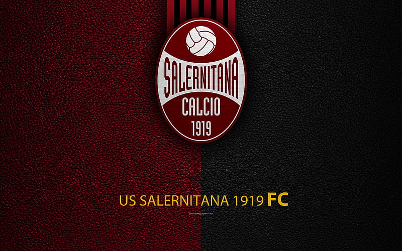 Salernitana 1919 FC Italian football club, logo, Salerno, Campania, Italy, Serie B, leather texture, football, Italian Football Championships, HD wallpaper