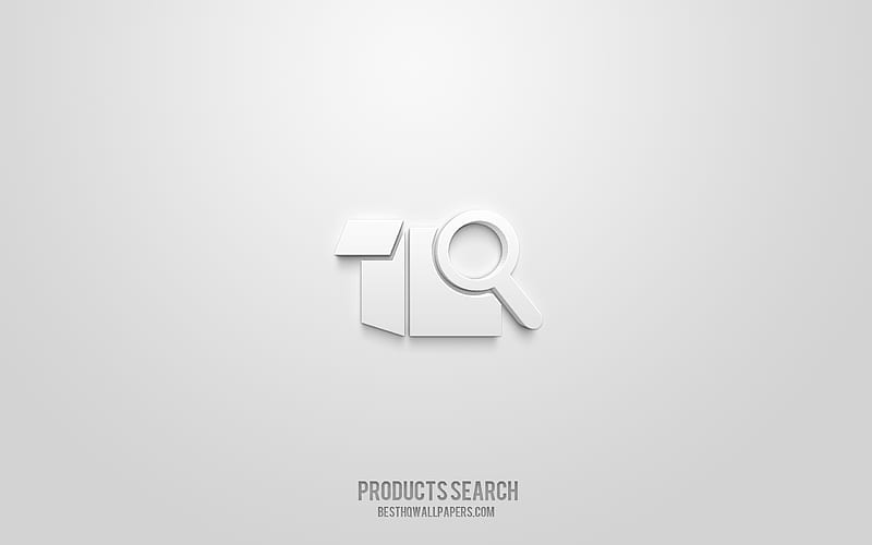 Products Search 3d icon, white background, 3d symbols, Products Search, Shopping icons, 3d icons, Products Search sign, Shopping 3d icons, HD wallpaper
