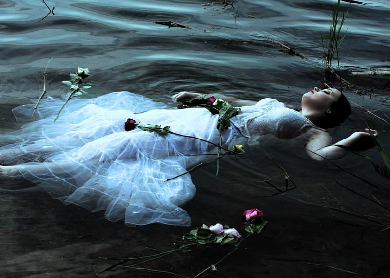 There, where the wild roses grow death, girl expression, new, color, HD wallpaper