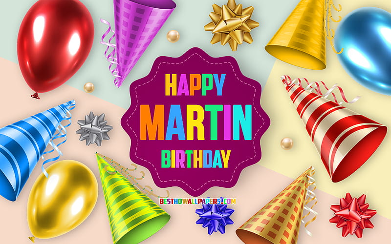 Happy Birtay Martin Birtay Balloon Background, Martin, creative art, Happy Martin birtay, silk bows, Martin Birtay, Birtay Party Background, HD wallpaper