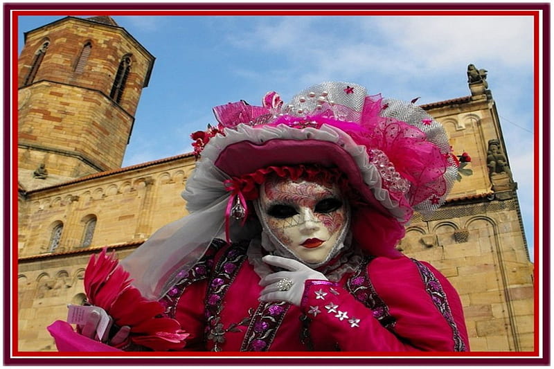 2009 Carnival in Venise, Italy #2 , costumes, venise, roses, carnival, fans, masks, masques, flowers, fashion, italy, HD wallpaper