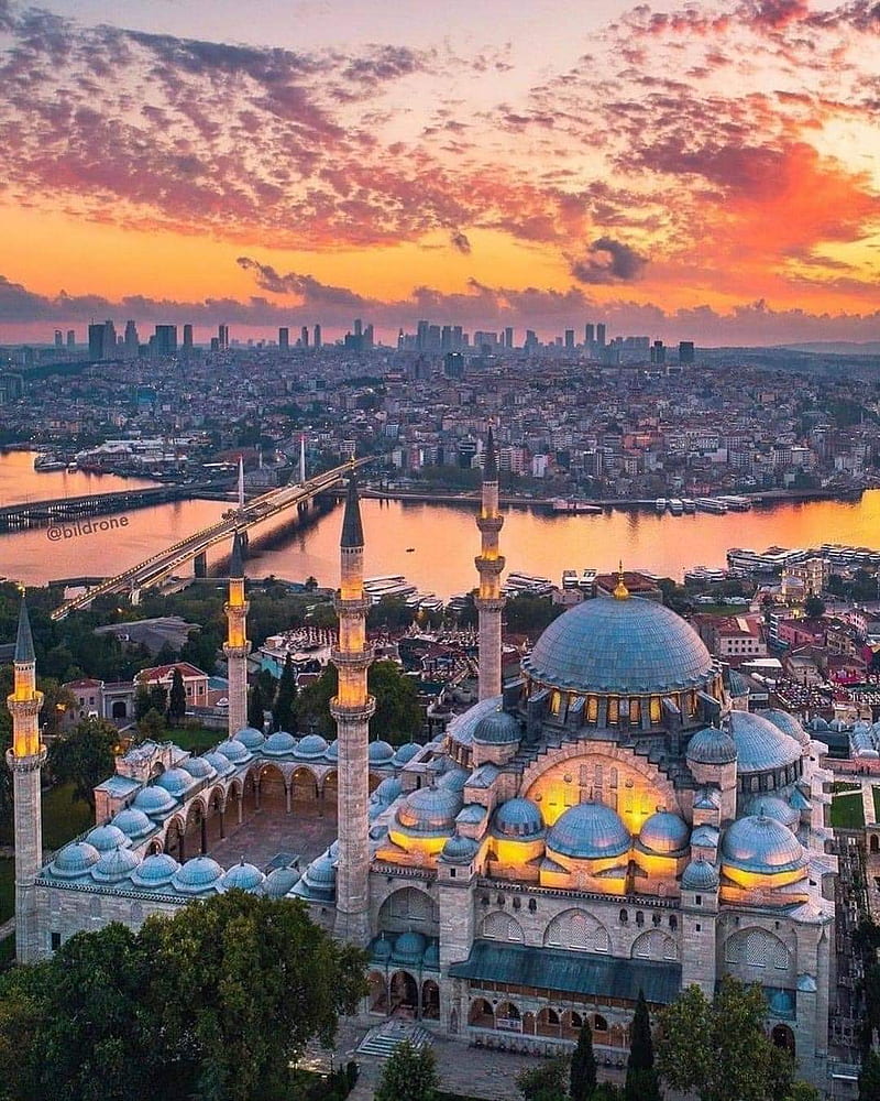 Istanbul sunset, sunet, HD phone wallpaper