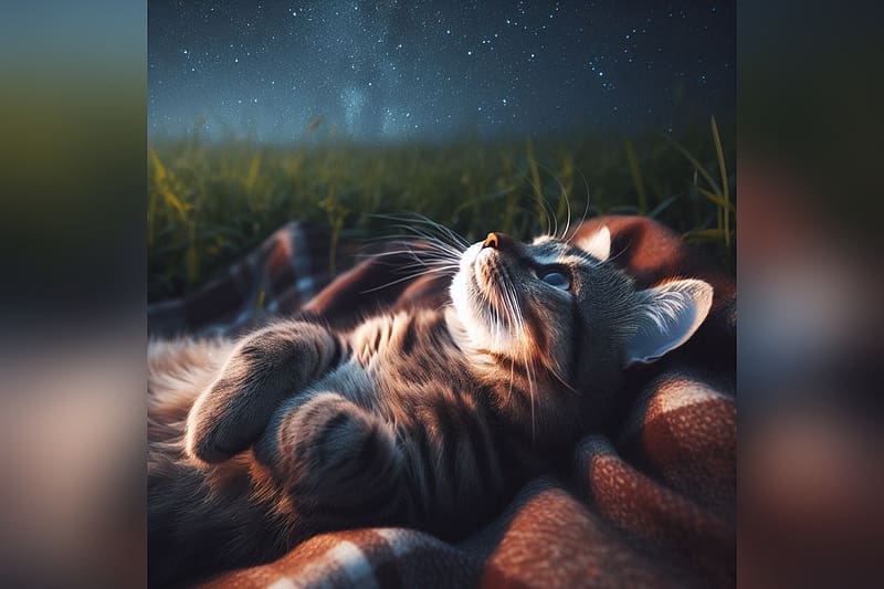 Cat stargazing, cute, stargazing, Cat, abstract, HD wallpaper