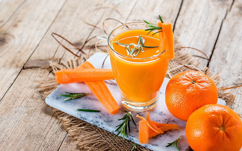 carrot smoothies, healthy food, vegetable drinks, tangerines, carrots, orange smoothies, HD wallpaper