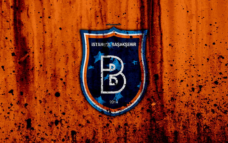 FC Basaksehir Super Lig, logo, Turkey, soccer, football club, grunge, Istanbul Basaksehir, art, stone texture, Basaksehir FC, HD wallpaper