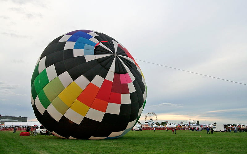 Colorful hot air balloons during inflation 02, HD wallpaper
