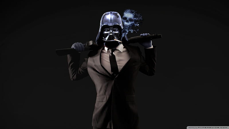 Darth Vader With Gun In Black Background Badass, HD wallpaper