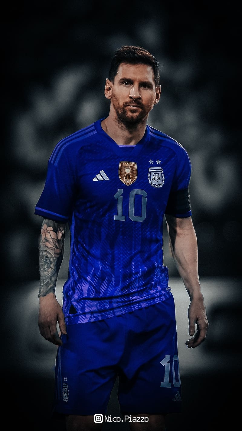 Messi In Dark Blue Jersey, messi, dark blue jersey, sports, footballer ...