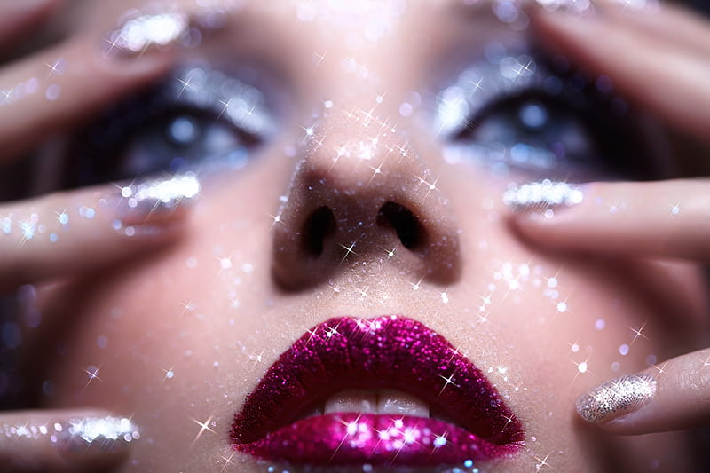 Beauty, model, glitter, woman, lips, girl, face, skin, eyes, pink, HD wallpaper