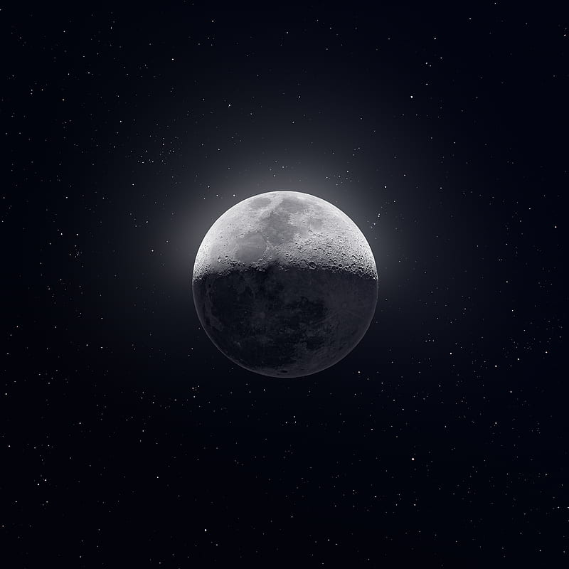 Moon, Composite, graphy, space, stars, landscape, monochrome, HD phone wallpaper
