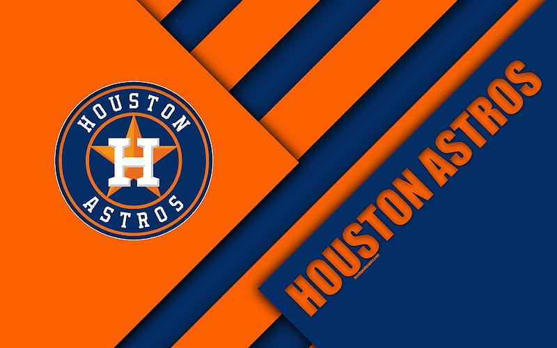 Houston Astros, MLB Texas, USA, blue orange abstraction, logo, material design, baseball, Houston, Major League Baseball, HD wallpaper