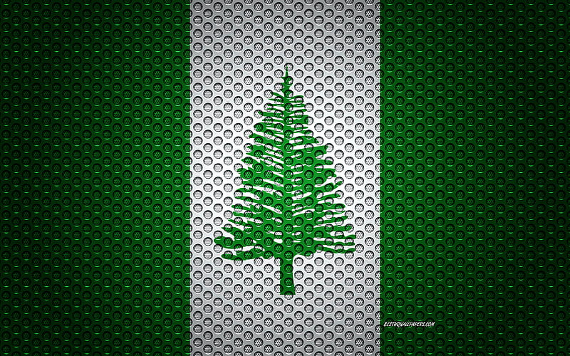 Flag of Norfolk Island creative art, metal mesh texture, Norfolk Island flag, national symbol, Norfolk Island, Oceania, flags of Oceania countries, HD wallpaper