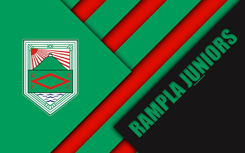 Rampla Juniors FC Uruguayan football club, logo, material design, red green abstraction, emblem, Uruguayan Primera Division, Montevideo, Uruguay, football, HD wallpaper