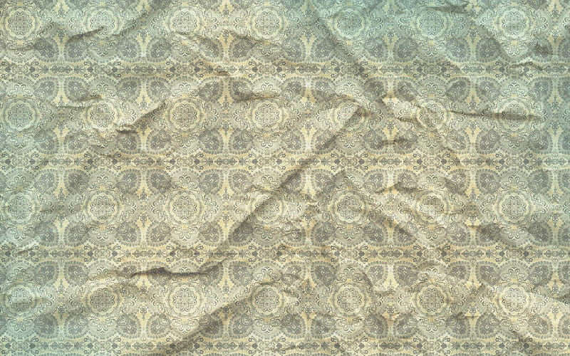 crumpled fabric texture, floral vintage pattern, gray fabric background, fabric textures, fabric backgrounds, crumpled fabric, wavy fabric texture, HD wallpaper